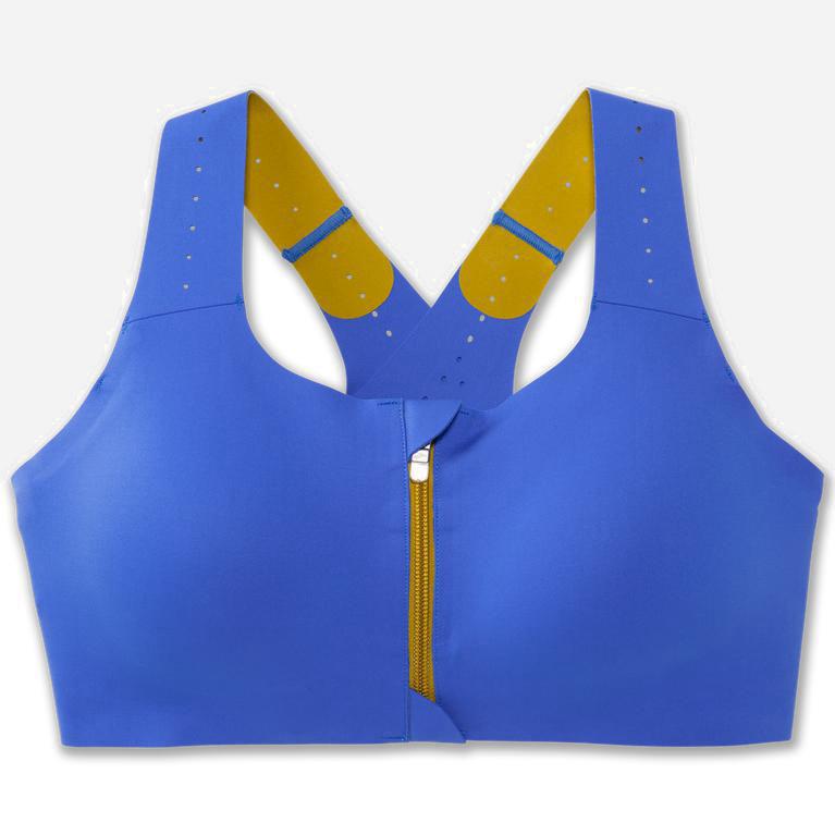 Brooks Dare Zip 2.0 Israel - Women's Sports Running Bra - Bluetiful/Golden Hour (36098-FMUC)